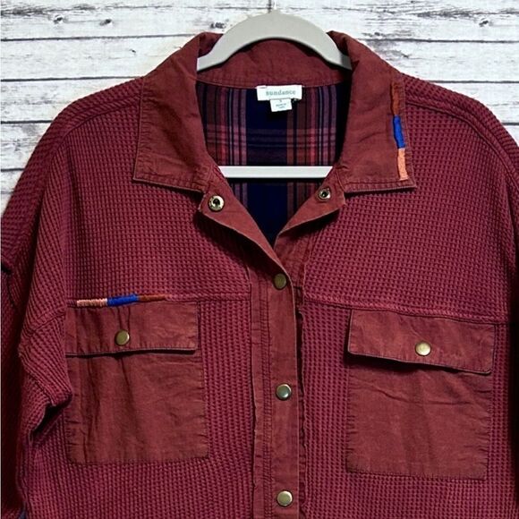 Sundance Waffle Knit Prudence Oversized Boho Shirt Jacket - Picture 3 of 9